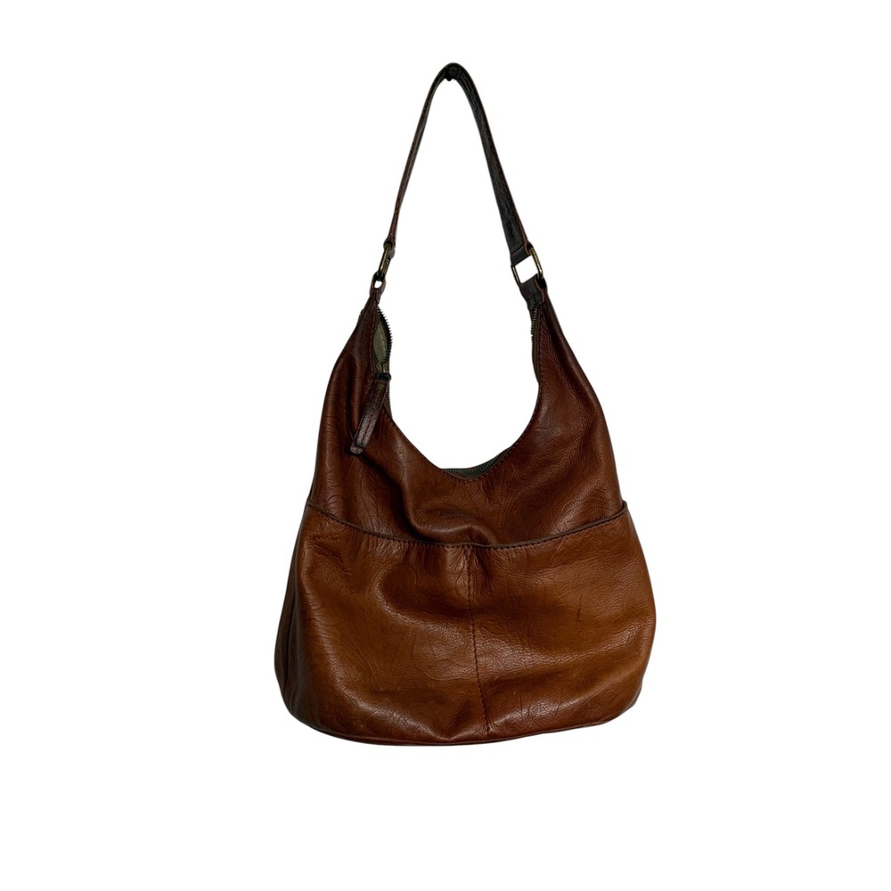 American Leather Co Brown Slouchy Hobo Bag Boho Chic Neutral Earthcore Vintage - Picture 3 of 16